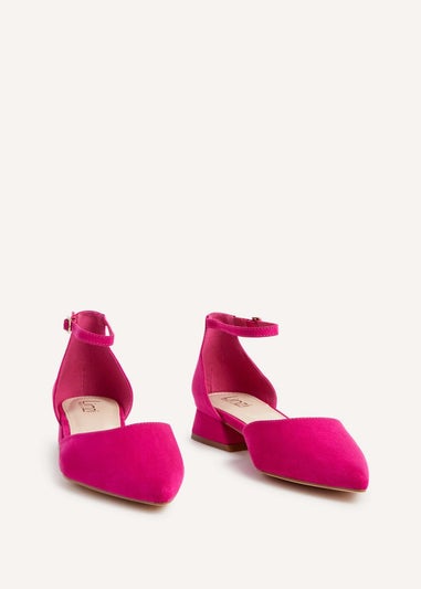 Linzi Dolly Wide Fit Fuchsia Faux Suede Low Block Court Heel