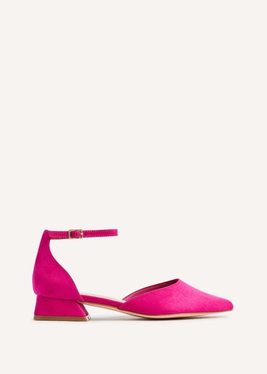 Linzi Dolly Wide Fit Fuchsia Faux Suede Low Block Court Heel