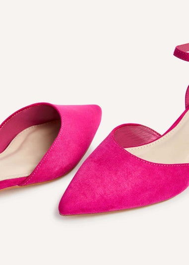 Linzi Dolly Wide Fit Fuchsia Faux Suede Low Block Court Heel