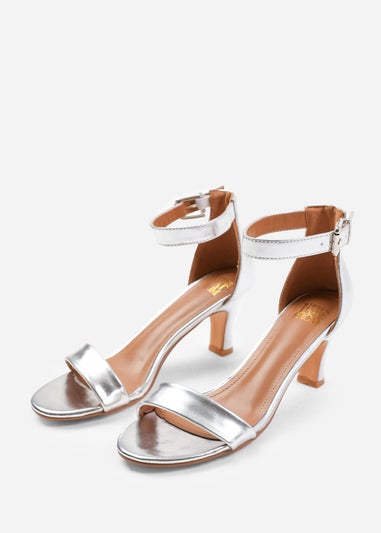 Where's That From Madrid Silver Block Heel With Ankle Strap