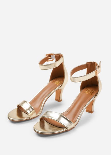 Where's That From Madrid Gold Block Heel With Ankle Strap