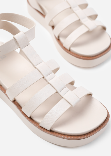 Where's That From Dubai Mid Platform Gladiator Strap Cream