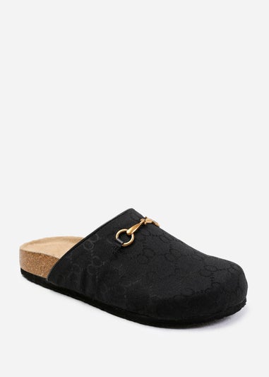 Where's That From Dublin Black Open Back Slip On Loafers