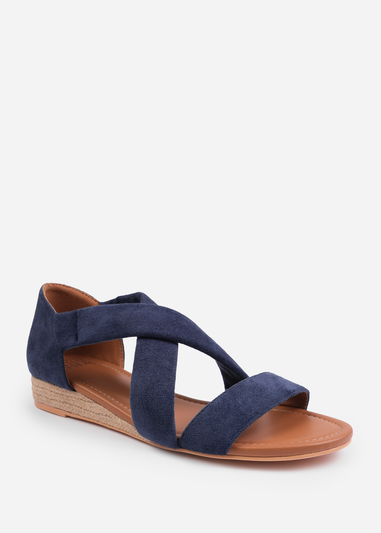 Where's That From Hummingbird Navy Suede Low Wedges