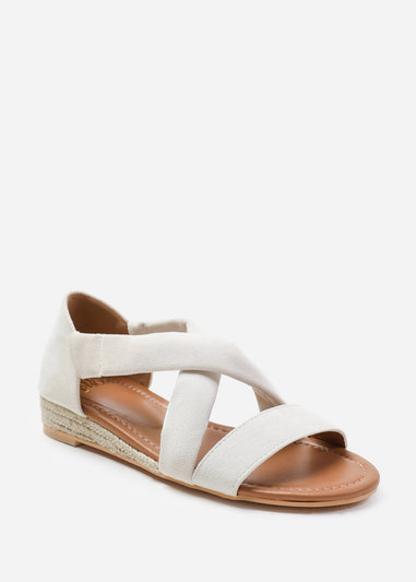 Where's That From Hummingbird Cream Suede Low Wedges