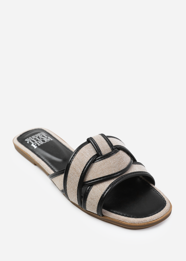 Where's That From Prague Black Pu Cross Over Strap Sandals - Matalan