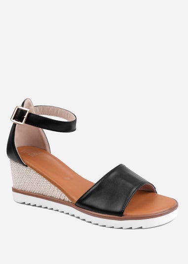 Where's That From Dusk Black Wide-Fit Wedge With Buckle Strap