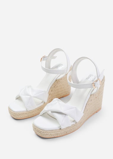 Where's That From Lima White Cross Over Strap Espadrille Wedges