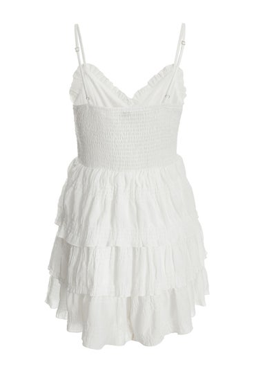 Quiz White Ruffle Tiered Playsuit