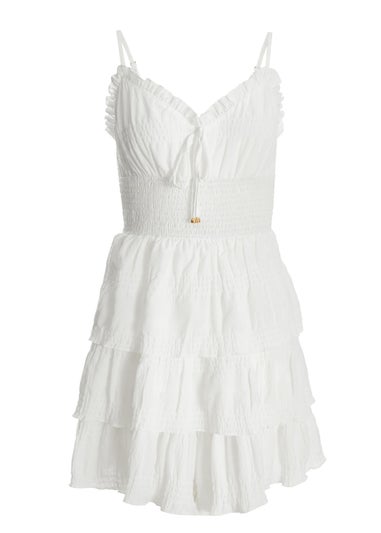 Quiz White Ruffle Tiered Playsuit