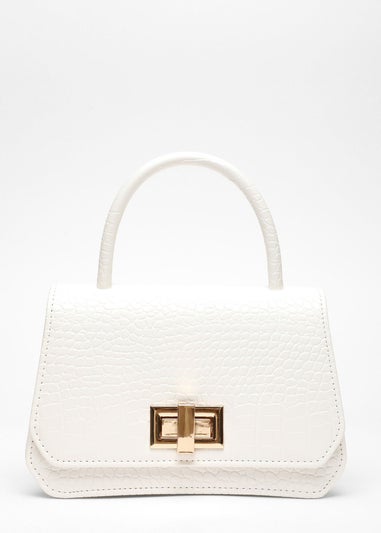 Quiz White Croc Faux Leather Bag