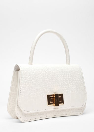 Quiz White Croc Faux Leather Bag