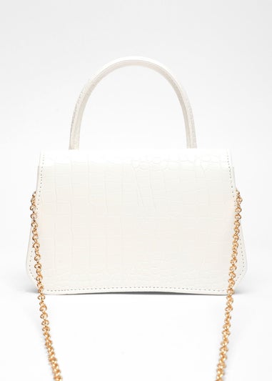 Quiz White Croc Faux Leather Bag