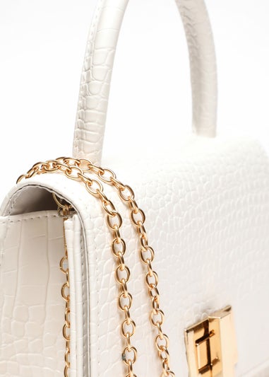 Quiz White Croc Faux Leather Bag