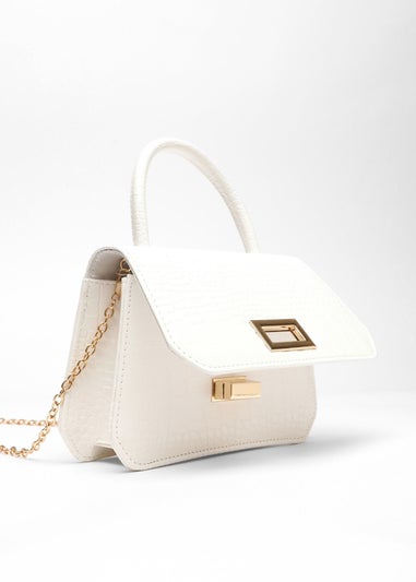 Quiz White Croc Faux Leather Bag