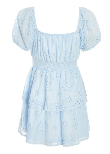 Quiz Blue Tiered Skater Mini Dress