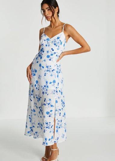 Quiz White Floral Linen Look Midaxi Dress - Matalan