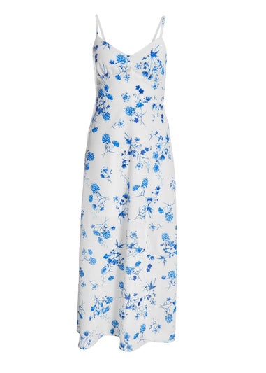 Quiz White Floral Linen Look Midaxi Dress