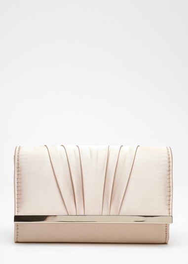 Quiz Cream Satin Pleated Clutch Bag