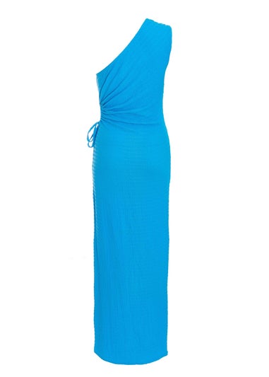 Quiz Blue One Shoulder Wrap Cut Out Maxi Dress