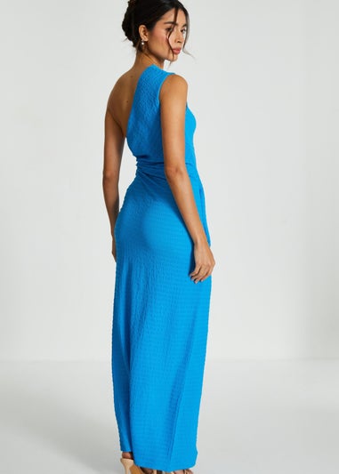 Quiz Blue One Shoulder Wrap Cut Out Maxi Dress