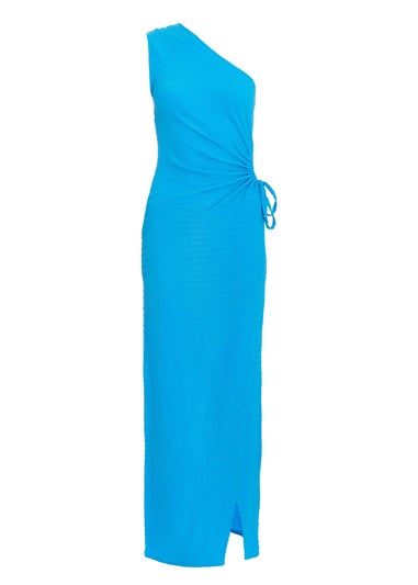 Quiz Blue One Shoulder Wrap Cut Out Maxi Dress
