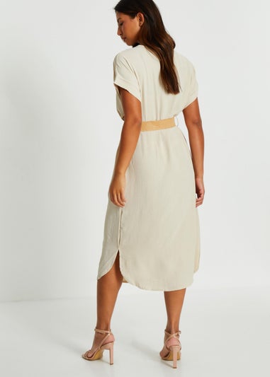 Quiz Stone Belted Midi Shirt Dress