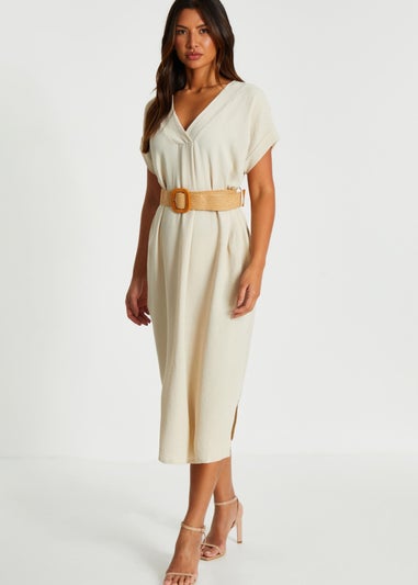 Quiz Stone Belted Midi Shirt Dress