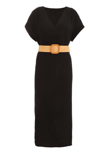 Quiz Black Belted Midi Shirt Dress