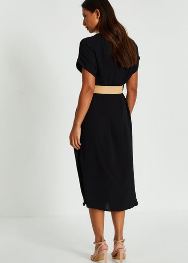 Quiz Black Belted Midi Shirt Dress