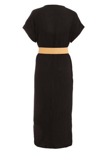 Quiz Black Belted Midi Shirt Dress