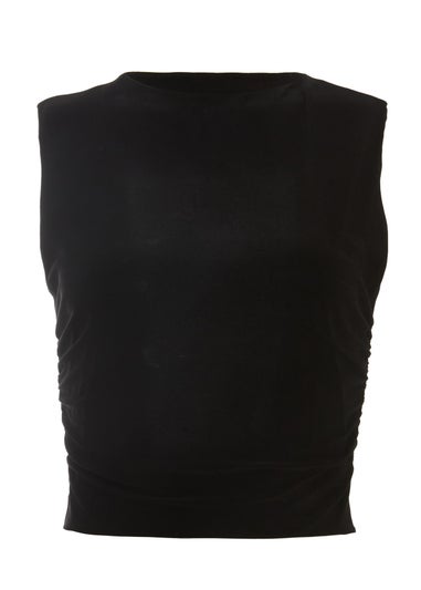 Quiz Black Ruched Sleeveless Crop Top