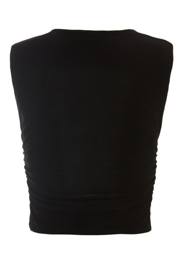 Quiz Black Ruched Sleeveless Crop Top