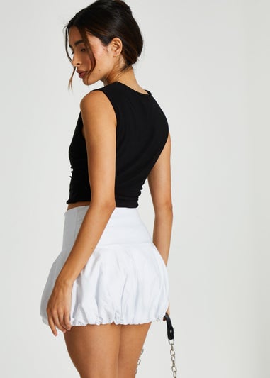 Quiz Black Ruched Sleeveless Crop Top