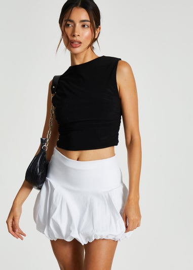 Quiz Black Ruched Sleeveless Crop Top