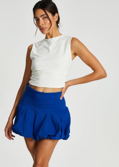 Quiz Cream Ruched Sleeveless Crop Top