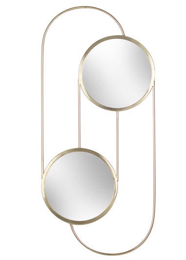 Yard Abstract Double Round Circular Large Wall Mirror (30 x 65 x 1.5cm)