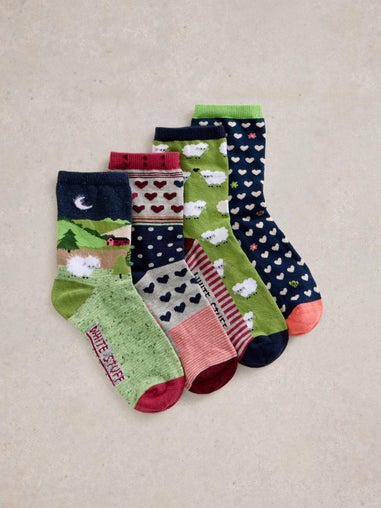 4er-Pack Socken mit Schafmotiven