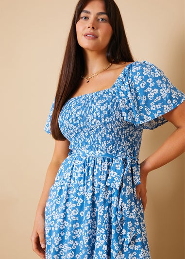 In The Style Carys Whittaker Blue Wrap Mini Dress