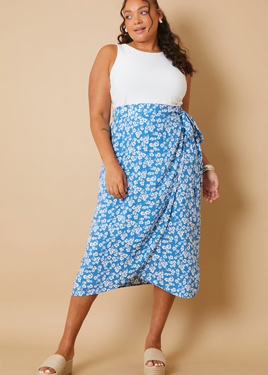 In The Style Carys Whittaker Blue Wrap Midi Skirt