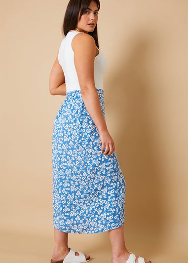 In The Style Carys Whittaker Blue Wrap Midi Skirt