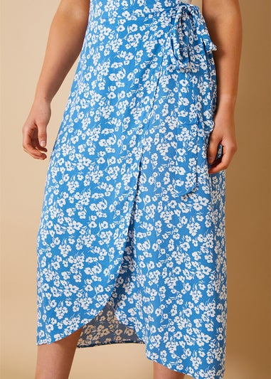 In The Style Carys Whittaker Blue Wrap Midi Skirt