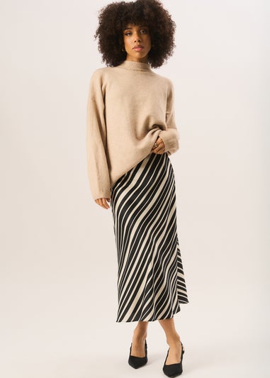 Gini London Black Bias Stripe Assymetric Skirt