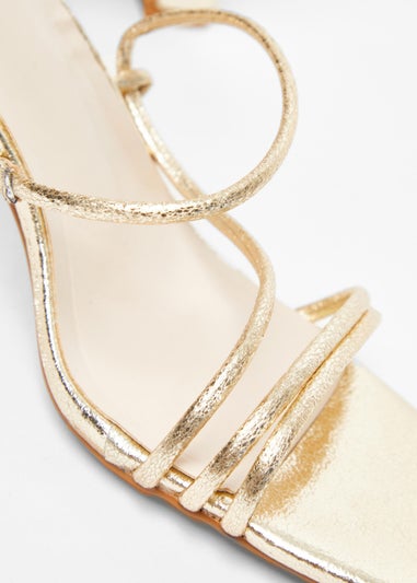 Quiz Gold Faux Leather Strappy Heeled Sandals