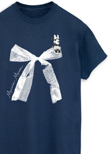 Disney Navy Minnie Mouse Bow Boyfriend Fit T-Shirt