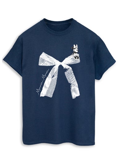 Disney Navy Minnie Mouse Bow Boyfriend Fit T-Shirt