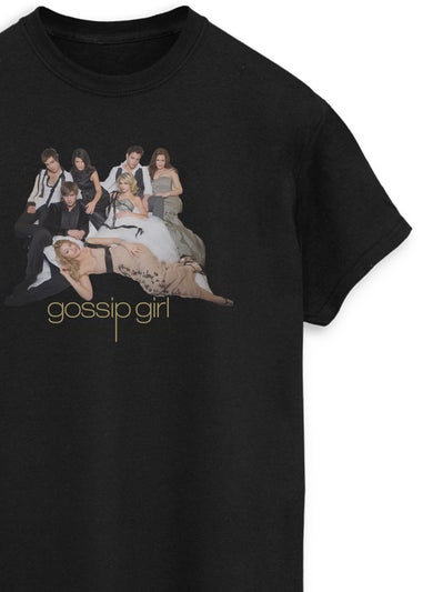 Gossip Girl Group Pose Women Black Boyfriend Fit T-Shirt