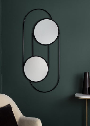 Yard Abstract Double Round Circular Wall Mirror (50 x 109 x 1.5cm)