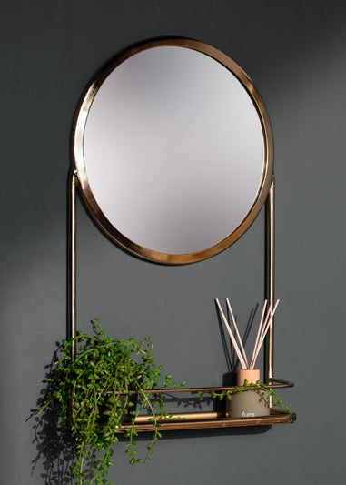 Ouko Round Shelf Wall Mirror (38 x 60 x 1cm)