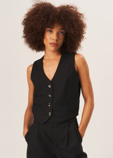 Gini London Black Tailored Single Breasted Waistcoat